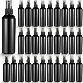 SHENLIU 30 عبوة من زجاجات الرش الفارغة السوداء سعة 118 مل مع غطاء، زجاجات رش رذاذ بلاستيكية دقيقة محمولة صغيرة قابلة لإعادة الملء حاوية سائلة لتنظيف العطور والزيوت العطرية in Kuwait