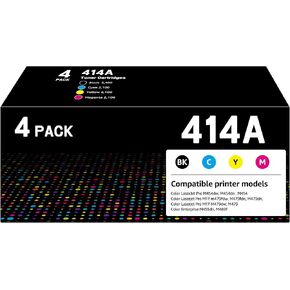 414A Toner Cartridges 4 Pack(with Chip) Replacement for HP 414A Toner 414X W2020a, Compatible with HP Color Laserjet Pro MFP M479fdw M479fdn M454dw M454dn M480f Printer (Black Yellow Cyan Magenta) in Kuwait