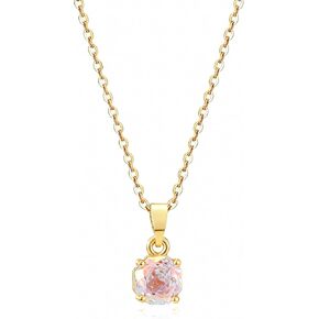 Rose Pattern Birthtone Necklaces For Women-Gold Plated Crystal Pendant Necklace,Birthday Valuntine's Day Mother's Day Christmas Gifts Mom Gifts in Saudi Arabia