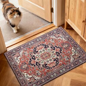 سجاد المنطقة 3'x5' قابل للغسل، سجادة دخول سجاد عتيقة غير قابلة للانزلاق، مثالية للمدخل، غرفة المعيشة، غرفة النوم، غرفة الطعام، سجادة ذات كومة منخفضة باللون الأحمر القرميدي in Kuwait