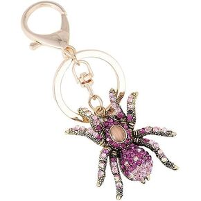 Bling Crystal Spider Keychain for Men Women, Alloy Personality Female Bag Key Chain Rhinestone Spider Key Ring for Car Keys Decoration (Pink) in Kuwait