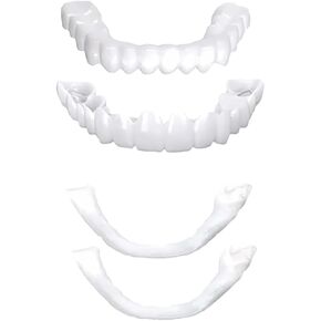 2 Pairs Top and Bottom, Adjustable Temporary Cosmetic, Natural Comfortable for Beautiful Smile Instant Confidence(White) in Kuwait