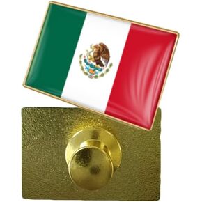 Mexico Flag Oblong Rectangle Shape Pin Back Butterfly Buckle or Cylinder Buckle Brooch Patriotic Badge in Saudi Arabia