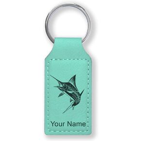 LaserGram Rectangle Keychain, Marlin Fish, Personalized Engraving Included (Dark Blue) in Kuwait