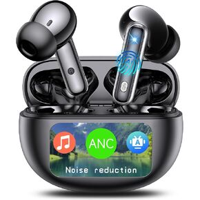 EUQQ Open Ear Bluetooth 5.4 Headphones, Wireless Earbuds Sport Over Earphones Built-in Mic with Ear Hooks 50H Playtime Ear Buds LED Display Charging Case, Waterproof Design for Running in Kuwait