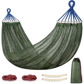 Outdoor Hammock, Super Soft and Breathable Mesh Hammock Made of Cool Nylon with Wooden Bars for Indoor, Balcony, Terrace, Garden, Camping, Backpacking in Saudi Arabia