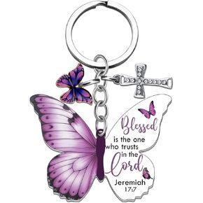 Christian Gifts for Women, Cross Bible Verse Keychain Butterfly Bag Charm, Faith Based Gifts Religious Christmas Gift in Kuwait