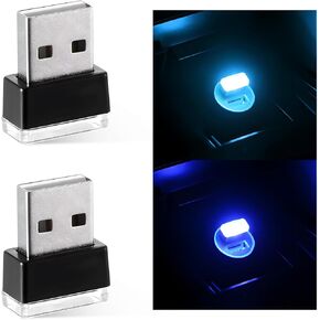 Sun Walker 2 PCS USB LED Car Interior Atmosphere Lamp, Plug-in USB Interface Trunk Ambient Light LED Decoration, Mini Portable Interior Night Lighting Kit for Most Vehicles (Blue) in Kuwait