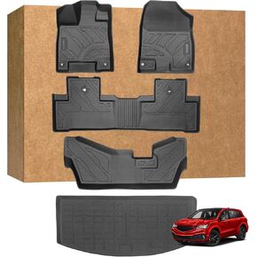 Floor Mats for Acura MDX 7 Seats 2014-2021 (Only for 7 Seat, Not for Hybrid Models, 6-Seat Models and Type S Advance), TPE Waterproof Non-Slip All Weather Protection Custom, Floor Mats & Cargo Liner in Kuwait