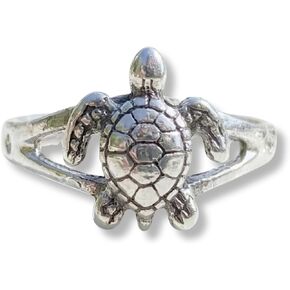 925 Sterling Silver Turtle Toe Ring/Knuckle Ring - Adjustable Small Dainty Animal Open Ring | Handmade by MiYa Jewelry creations in Kuwait
