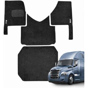 Carpet Floor Mat Set Compatible with Freightliner Cascadia 126 (Automatic) Custom Fit – Full Cab Interior Floor Liners – Heavy Duty Carpet, Easy Clean, Black with Black Stitching in Kuwait