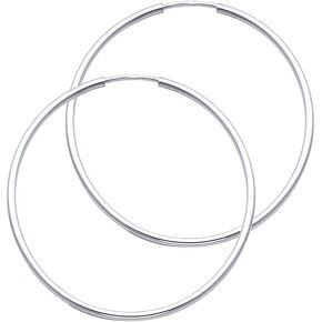 14k White Gold 1.5mm Thickness Endless Hoop Earrings (40 x 40 mm) in Kuwait