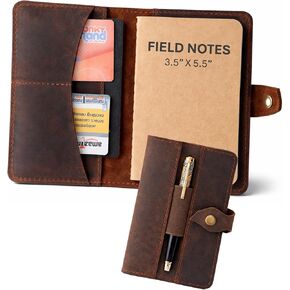 Refillable Leather Journal, Field Journal Diary Cover, Pocket Planner Cover, Handbook Cover, Bible Cover, Pocket Journal with Pen Loop, Card Pocket and Passport/Boarding Pass Pocket in Kuwait