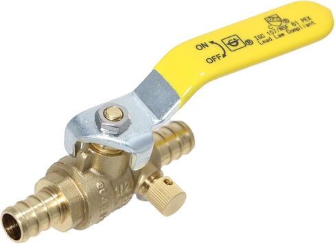2 Pieces XFITTING 1/2'' Pex Ball Valve with Drain, Full Port Yellow Handle in Kuwait