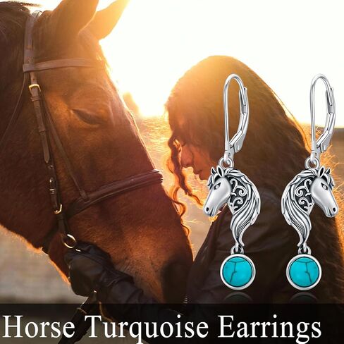 Vintage Green Turquoise with Elephant/Fox/Horse/Dolphin Dangle Earrings 925 Sterling Silver Genuine Round Turquoise with Animal Leverback Earrings Anniversary Women Gifts in Saudi Arabia
