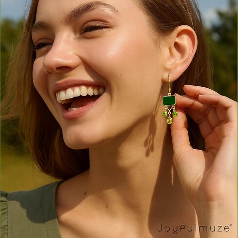 أقراط متدلية من الذهب العقيق الأخضر الزبرجد، بيريت العقيق الأسود، فضة إسترلينية عيار 925، مجوهرات مطلية بالذهب عيار 18 قيراط مصنوعة يدويًا، هدية أنيقة من الأحجار الكريمة الطبيعية للارتداء اليومي للنساء والفتيات in Kuwait