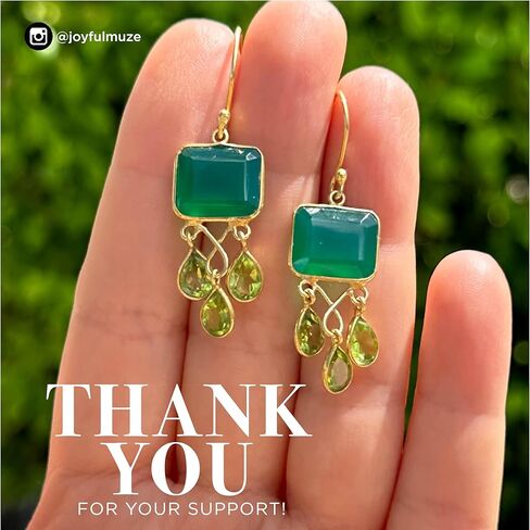 أقراط متدلية من الذهب العقيق الأخضر الزبرجد، بيريت العقيق الأسود، فضة إسترلينية عيار 925، مجوهرات مطلية بالذهب عيار 18 قيراط مصنوعة يدويًا، هدية أنيقة من الأحجار الكريمة الطبيعية للارتداء اليومي للنساء والفتيات in Kuwait