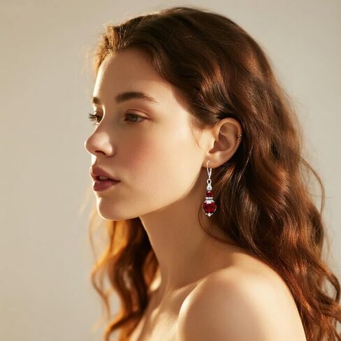 Natural Two Stone Beads Drop Earrings,Retro Silver Genuine Crystal Quartz Gemstone Boho Bohemian Beading Dangle Earrings Jewelry for Women in Kuwait