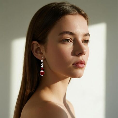 Natural Two Stone Beads Drop Earrings,Retro Silver Genuine Crystal Quartz Gemstone Boho Bohemian Beading Dangle Earrings Jewelry for Women in Kuwait