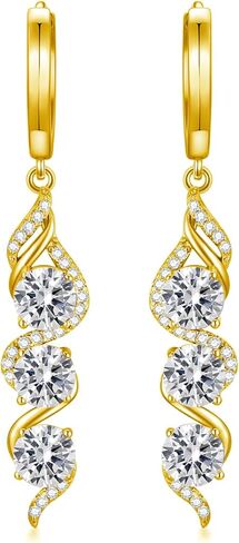 1.5 Carat Round Cut Moissanite Dangle Earrings 925 Sterling Silver Moissanite Earrings Jewelry Gifts for Anniversary Wedding Women (Gift Box) in Kuwait