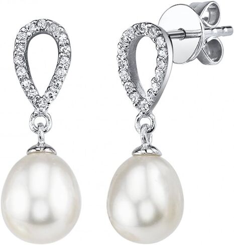 THE PEARL SOURCE Genuine Freshwater Cultured Pearl & Cubic Zirconia Delia Earrings & Pendant Set for Women in Saudi Arabia