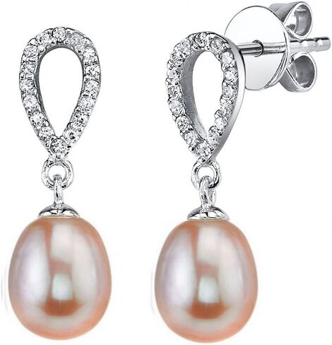 THE PEARL SOURCE Genuine Freshwater Cultured Pearl & Cubic Zirconia Delia Earrings & Pendant Set for Women in Saudi Arabia