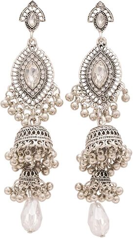 Bohemian Long Tassel Earrings for Women Vintage Gold Silver Bells Layered Earrings Ethnic Style Chandelier Dangle Drop Earring Elegant Pearl Crystal Bridal Wedding Jewelry in Kuwait