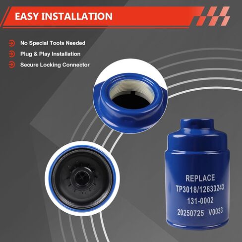 مجموعات فلتر الوقود مع سدادات متوافقة مع دوراماكس 6.6 لتر، تناسب 2001-2016 Chevy Silverado/GMC Sierra 2500HD، 2007-2016 3500HD، 2012-2016 Express/Savana 2500 3500، يستبدل TP3018 (19431541) in Kuwait