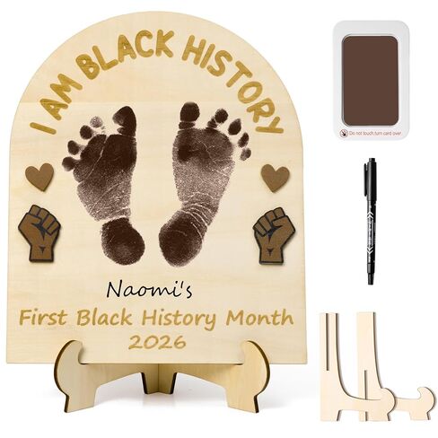 R HORSE Baby's First July 4th Footprint or Handprint DIY Art Sign Craft, 3D Engraved Wooden Hanging Ornament, Newborn Keepsake Gift Photo Prop for Unisex Baby Independence Day Baby Shower Supplies in Kuwait