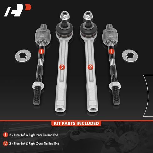 مجموعة A-Premium مكونة من 4 قطع، طقم نهاية قضيب ربط أمامي داخلي وخارجي متوافق مع Porsche 911 1999 2000 2001 2002 2003 2004 2005، Boxster 1997-2004 in Saudi Arabia