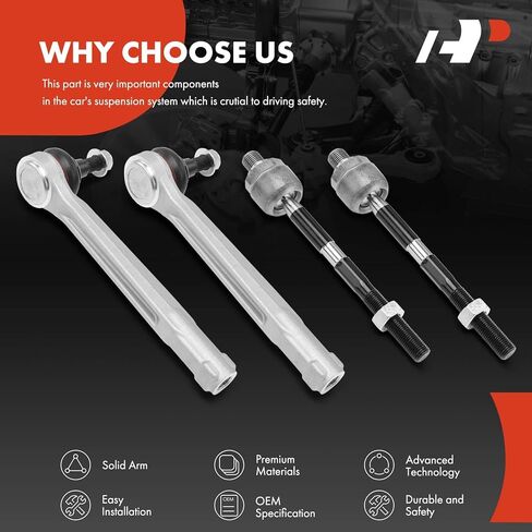 مجموعة A-Premium مكونة من 4 قطع، طقم نهاية قضيب ربط أمامي داخلي وخارجي متوافق مع Porsche 911 1999 2000 2001 2002 2003 2004 2005، Boxster 1997-2004 in Saudi Arabia