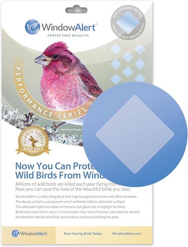 WindowAlert Performance Series Diamond Anti-Collision Decal - UV-Reflective Window Decal to Protect Wild Birds from Glass Collisions - Made in The USA in Saudi Arabia