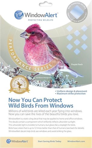 ملصق مضاد للتصادمات من سلسلة WindowAlert Performance Series - ملصق نافذة عاكس للأشعة فوق البنفسجية لحماية الطيور البرية من الاصطدامات الزجاجية - صنع في الولايات المتحدة الأمريكية in Kuwait