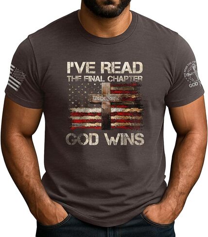 I've Read The Final Chapter God Wins Shirt, Religious Shirts, Funny Christian T-Shirts for Men, Cross Shirt 1 in Kuwait