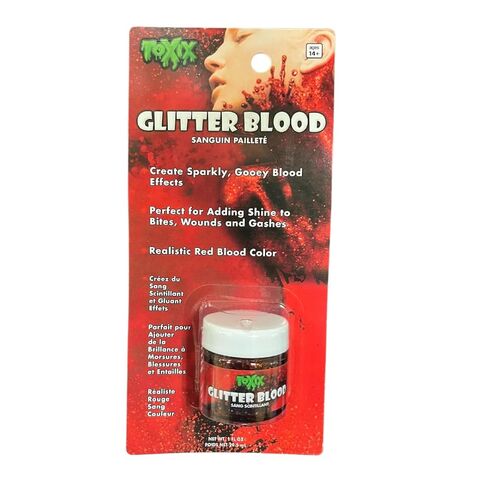 Sparkling Red Glitter Fake Blood - 1 oz | Realistic Halloween Costume Makeup for Gory Effects and Special Effects, Beauty in Glitter Infused Halloween Makeup for Spooky Monster Cosplays in Kuwait
