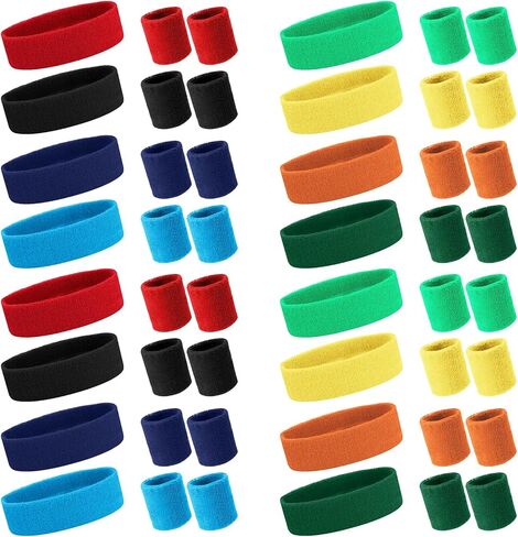 مجموعة 48 قطعة من عصابات الرأس النيون في الثمانينيات، تتضمن 16 عصابة رأس رياضية و32 سوار معصم للعرق للنساء والرجال أزياء الحفلات التنكرية المتوهجة in Kuwait