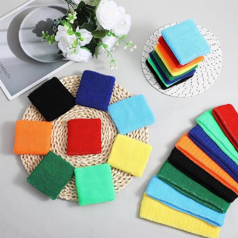 مجموعة 48 قطعة من عصابات الرأس النيون في الثمانينيات، تتضمن 16 عصابة رأس رياضية و32 سوار معصم للعرق للنساء والرجال أزياء الحفلات التنكرية المتوهجة in Kuwait