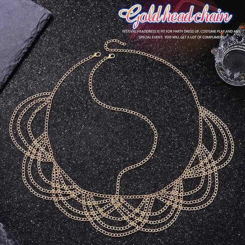 Sixexey Boho Egyptian Head Chain Gold Head Jewelry Cleopatra Costume Hair Accessories for Women in Kuwait