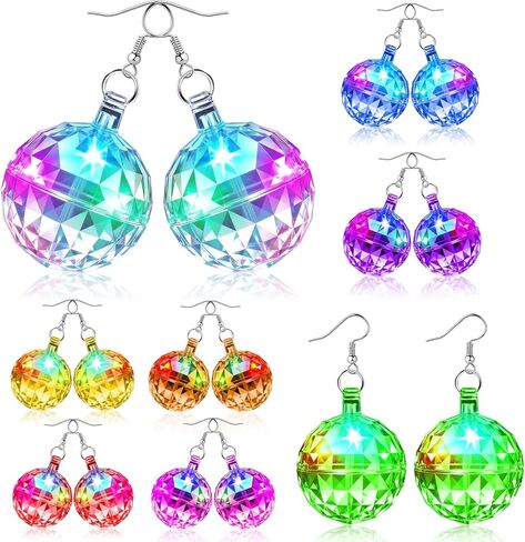 Light Up Disco Ball Earrings for Women, LED Glow Earrings, Flashing Jewelry, Glow in the Dark Accessories for Disco, Christmas, Rave, Club, Night Party, Festival, Concert, Birthday, Celebration Favors in Kuwait