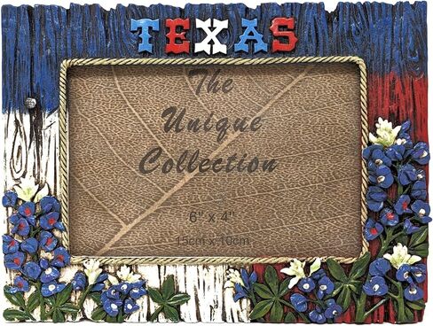 BestGiftEver Faux Wood with Bluebonnets Accent Photo Frame (4x6) - Texan American Tabletop Decor | Rustic Picture Frame for Western Home Decor - Ideal Gift for Ranch and Farmhouse Theme Lovers in Saudi Arabia