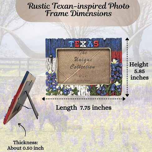 BestGiftEver Faux Wood with Bluebonnets Accent Photo Frame (4x6) - Texan American Tabletop Decor | Rustic Picture Frame for Western Home Decor - Ideal Gift for Ranch and Farmhouse Theme Lovers in Saudi Arabia