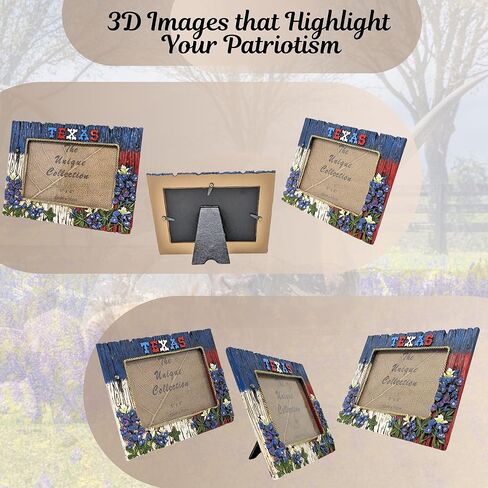 BestGiftEver Faux Wood with Bluebonnets Accent Photo Frame (4x6) - Texan American Tabletop Decor | Rustic Picture Frame for Western Home Decor - Ideal Gift for Ranch and Farmhouse Theme Lovers in Saudi Arabia