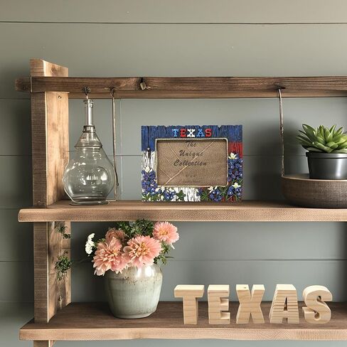 BestGiftEver Faux Wood with Bluebonnets Accent Photo Frame (4x6) - Texan American Tabletop Decor | Rustic Picture Frame for Western Home Decor - Ideal Gift for Ranch and Farmhouse Theme Lovers in Saudi Arabia