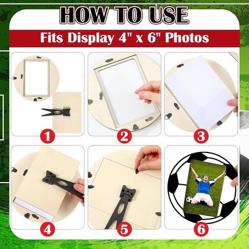 إطار صورة لكرة القدم من الخشب الصلب - إطار صورة مصنوع يدويًا على شكل كرة قدم مقاس 4x6 بوصة | هدايا المدرب المميزة وجوائز الفريق وعرض التذكارات in Kuwait