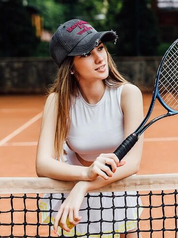 Unisex Sun Hats Adjustable Baseball Cap Embroidered Visor Cap Trucker Hats with Distressed Design for Casual Wear (Black) in Saudi Arabia