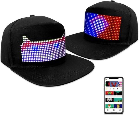 LED Hat, LED Caps Display Message Bluetooth Editable , Adjustable Cool LED Baseball Cap, Customizable LED Display Cap, RGB Light Canvas Cap for Party Christmas Halloween in Saudi Arabia