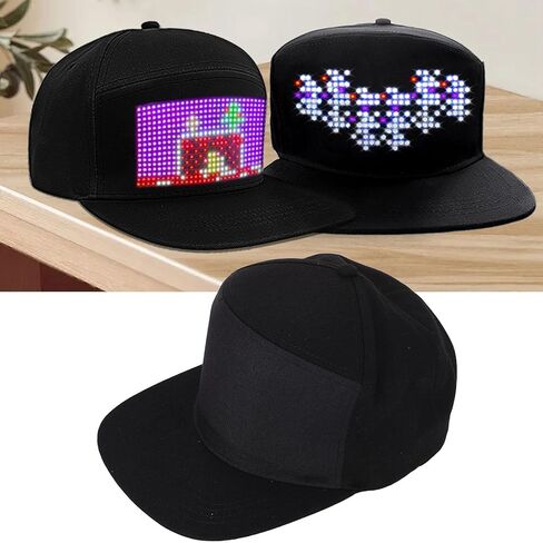 LED Hat, LED Caps Display Message Bluetooth Editable , Adjustable Cool LED Baseball Cap, Customizable LED Display Cap, RGB Light Canvas Cap for Party Christmas Halloween in Saudi Arabia