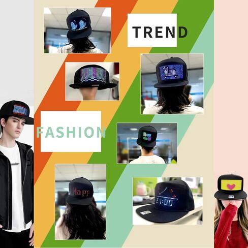 LED Hat, LED Caps Display Message Bluetooth Editable , Adjustable Cool LED Baseball Cap, Customizable LED Display Cap, RGB Light Canvas Cap for Party Christmas Halloween in Saudi Arabia