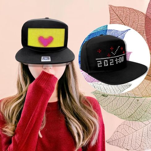 LED Hat, LED Caps Display Message Bluetooth Editable , Adjustable Cool LED Baseball Cap, Customizable LED Display Cap, RGB Light Canvas Cap for Party Christmas Halloween in Saudi Arabia