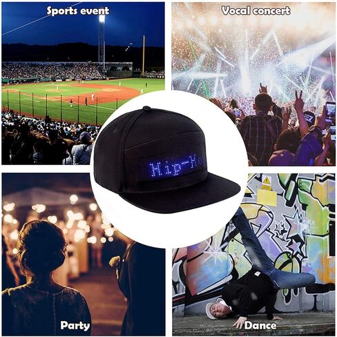 LED Hat, LED Caps Display Message Bluetooth Editable , Adjustable Cool LED Baseball Cap, Customizable LED Display Cap, RGB Light Canvas Cap for Party Christmas Halloween in Saudi Arabia